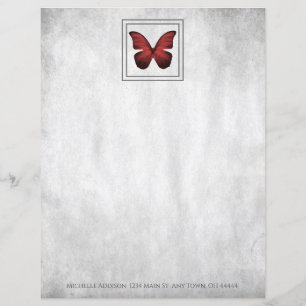 Hoja de papel personalizada de mariposa roja