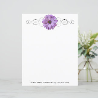 Hoja de papel personalizada Purple Daisy