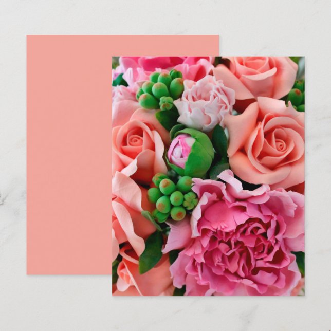 Hoja de papel plana con flores de Rosa de té de co (Anverso / Reverso)