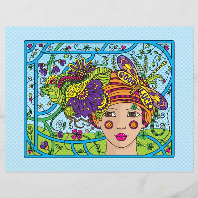 Hoja de papel plana de la buena suerte 11"x8.5" (Anverso)