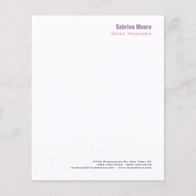 Hoja de papel profesional Minimalista moderna (Anverso)