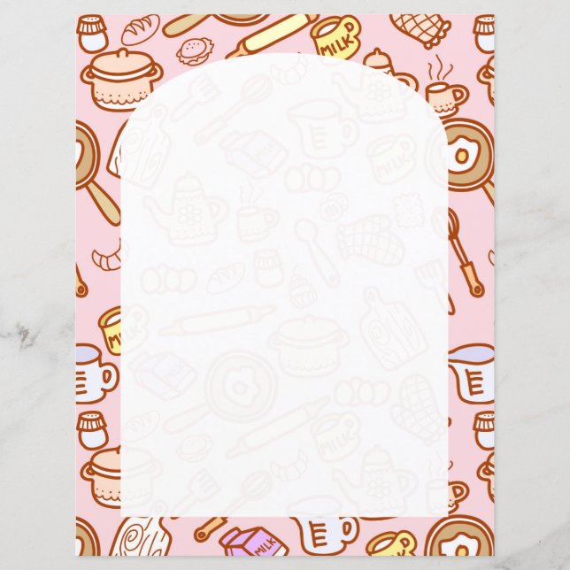 Hoja de papel rosa de cubertería de cocina (Anverso)