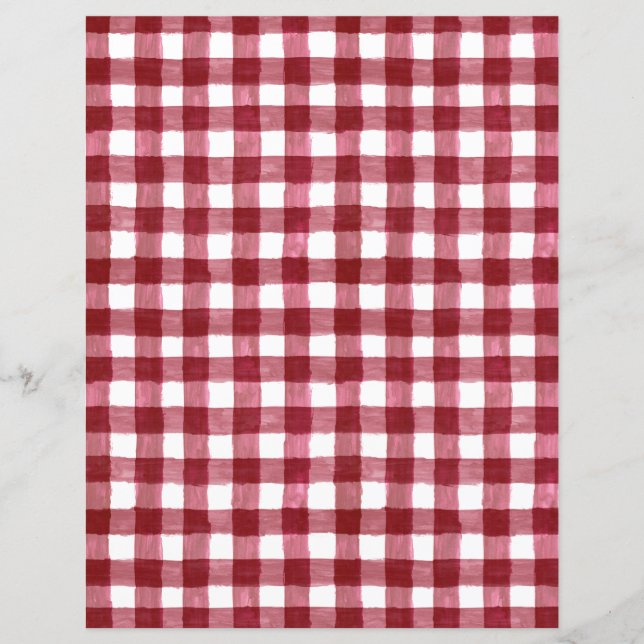 Hoja de Papel Rustic Cranberry Red Gingham (Anverso)