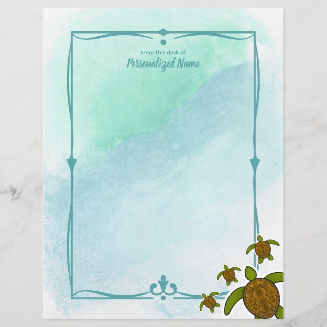 Hoja de papel sin bordes de la tortuga marina Samm (Anverso)