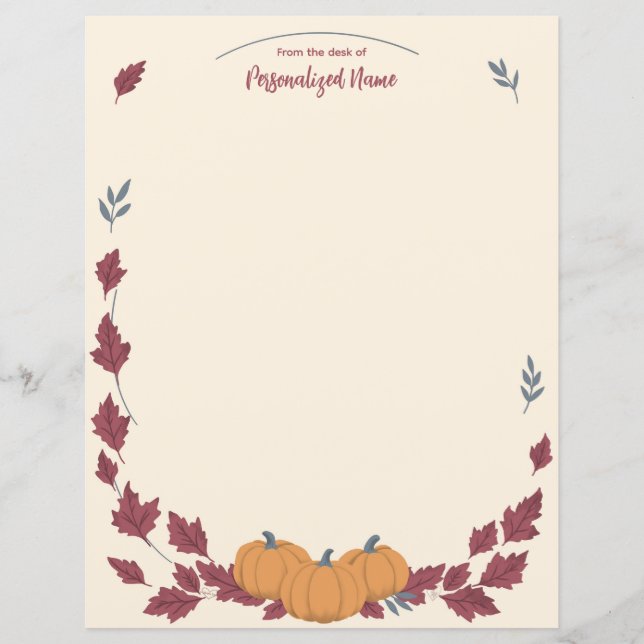 Hoja de papel sin renglones Susurros de Otoño (Anverso)