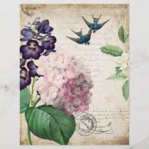 Hoja de papel Vintage Floral Scrapbooking