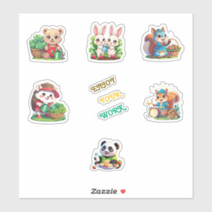 Hoja de Pegatina de animales de jardinería adorabl