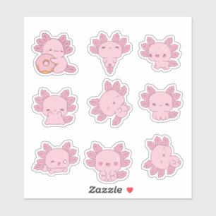 Hoja de Pegatina de Axolotl Rosa
