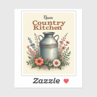 Hoja de Pegatina de Vintage Leche Can Floral