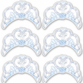 Hoja de Pegatina Tiara azul y plateado