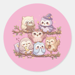 Hoja de pegatinas de amigos búhos pastel adorables
