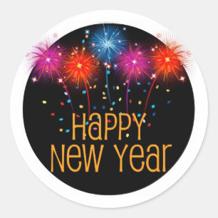 Hoja de Pegatinas de Año Nuevo Feliz