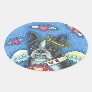 Hoja de PEGATINAS de Boston Terrier, CUPID DOG VAL