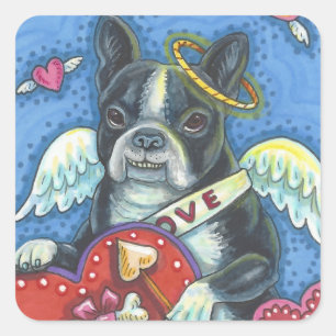 Hoja de PEGATINAS de Boston Terrier, CUPID DOG VAL