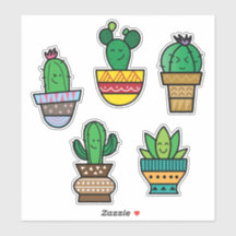 Hoja de Pegatinas de Cactus Adorable | Arte de Pla