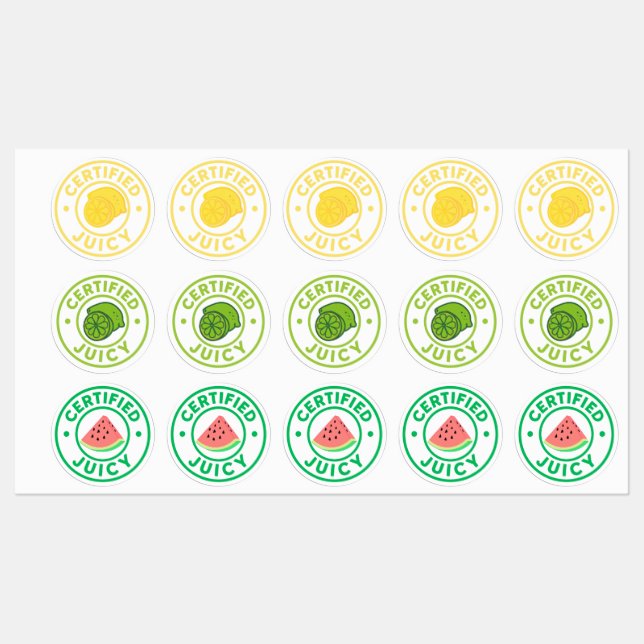 Hoja de Pegatinas de Fruta Jugosa Certificada  (Hoja)