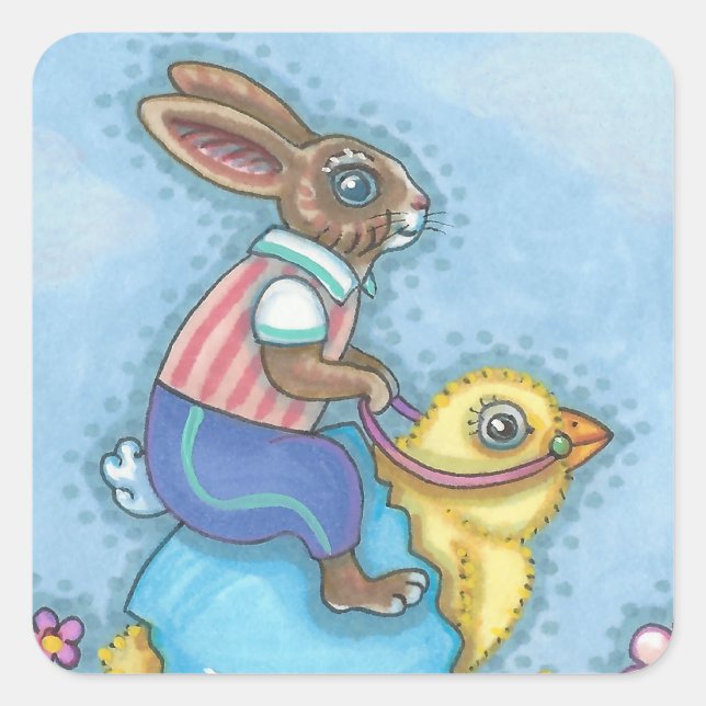 Hoja de PEGATINAS de Hare and Baby Chick EASTER BU (Anverso)
