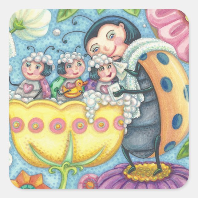 Hoja de PEGATINAS de la FAMILIA Ladybug Bubblebath (Anverso)