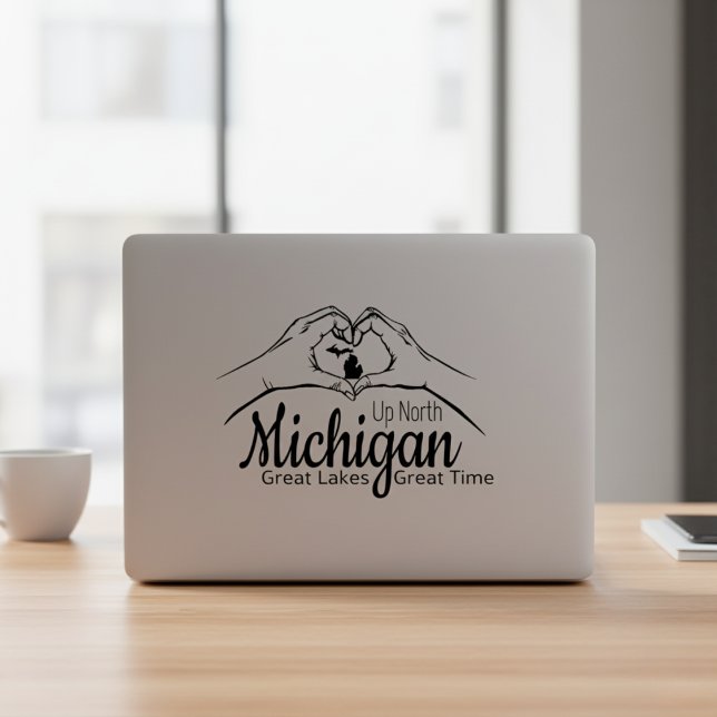 Hoja de Pegatinas de las manos del corazón "Arriba ("Up North Michigan" Heart Hands Sticker Sheet)