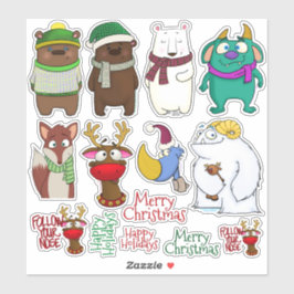 Hoja de pegatinas de Menagerie de Navidad