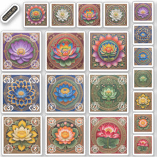 Hoja de Pegatinas de Pichhwai Lotus Rainbow Chakra