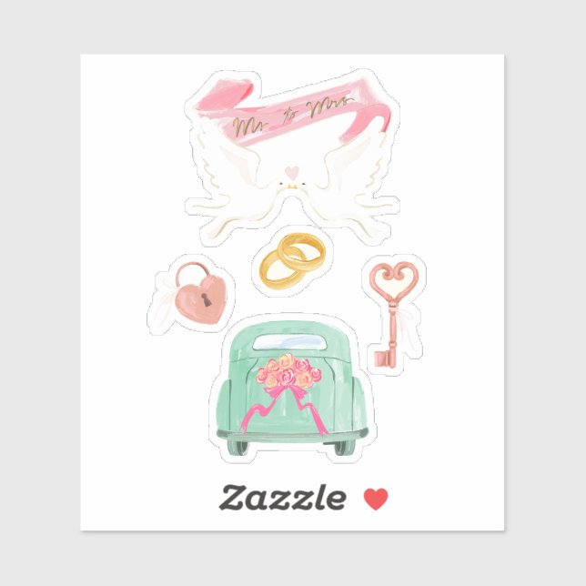 Hoja de pegatinas de scrapbooking recién casados (Hoja)