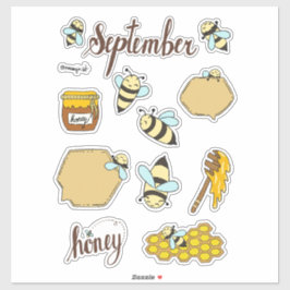 Hoja de pegatinas de septiembre - Abejas acogedora