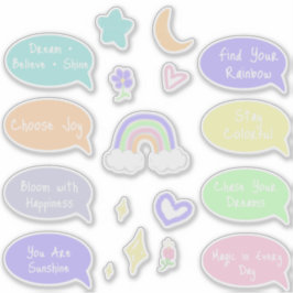 Hoja de pegatinas de sueños de arcoíris pastel