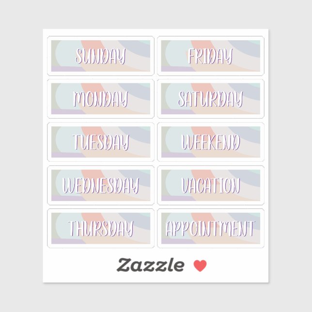 Hoja de Pegatinas del Boho del Día de la Semana (Hoja)