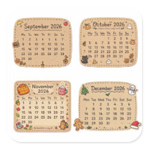 Hoja de pegatinas del calendario de otoño invierno