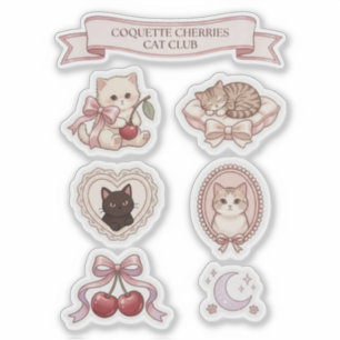 Hoja de pegatinas del Retro Coquette Cat Club