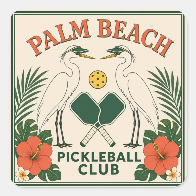 Hoja de pegatinas del Vintage Palm Beach Picklebal (Anverso)