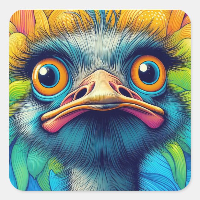 Hoja de pegatinas "Emú Colorido" (Anverso)