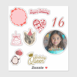 Hoja de pegatinas personalizadas de cumpleaños