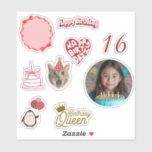 Hoja de pegatinas personalizadas de cumpleaños