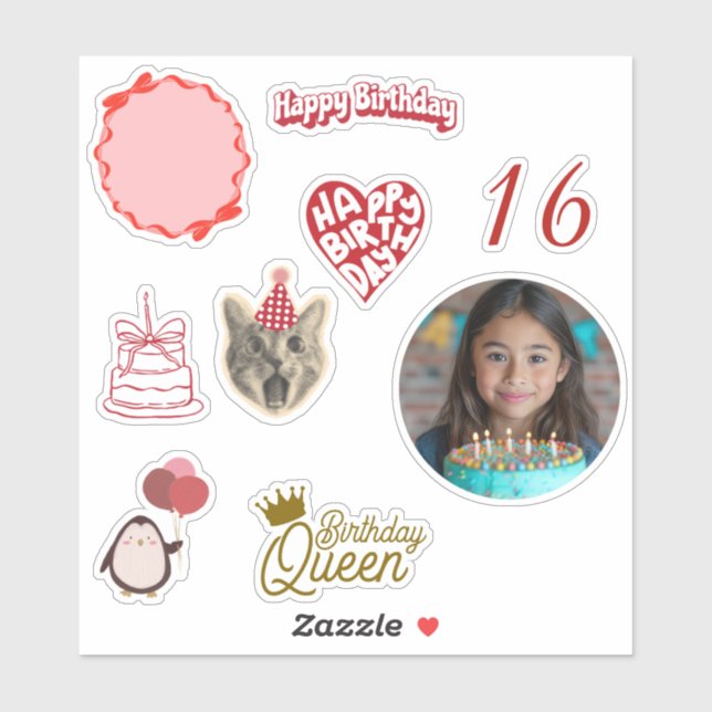 Hoja de pegatinas personalizadas de cumpleaños (Hoja)
