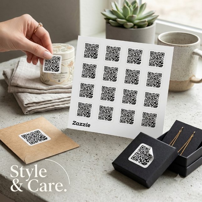 Hoja de pegatinas redondas clásicas con código QR  (Custom QR Code Classic Round Sticker Sheet)