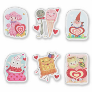 Hoja de pegatinas vintage de San Valentín