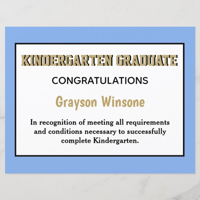 Hoja de Premios para Graduados de Jardines de Infa (Anverso)