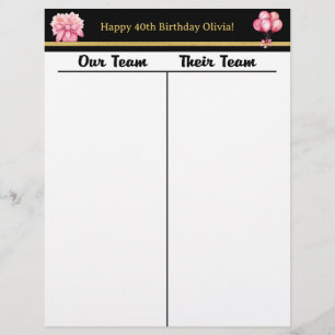 Hoja de puntuación de la prueba del cumpleaños ros