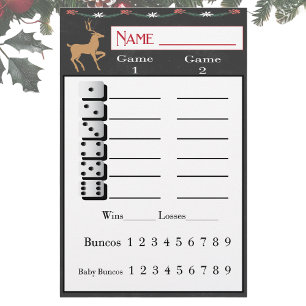 Hoja de puntuación de Navidad para Bunco Holiday