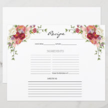 Hoja de Receta de Cocina de Flor de Peony Floral