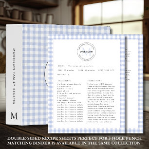 Hoja de recetas de la familia Blue Check Gingham M