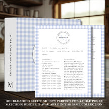 Hoja de recetas de la familia Blue Check Gingham M