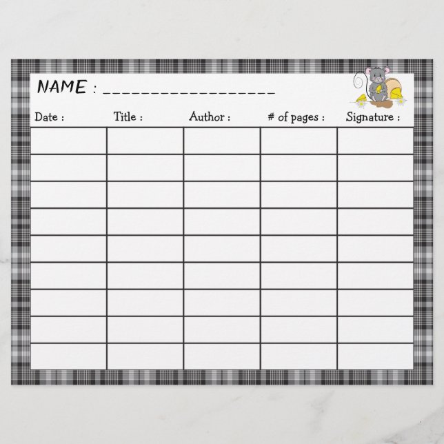 hoja de registro de lectura de doble cara del rató (Anverso)