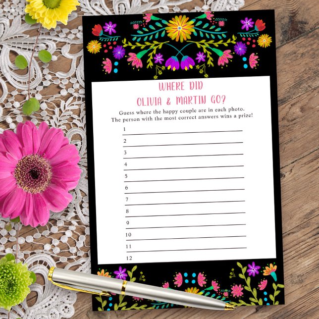 Hoja de Respuesta de Fiesta Floral Fotos de México (Where did they go photo game answer card from my Mexican Fiesta Floral collection)