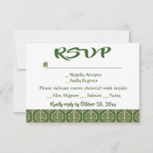 Hoja de RSVP verde deja la hoja de la fiesta de bo