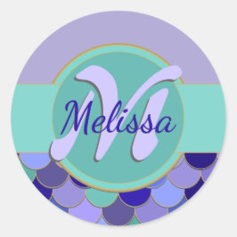 Hoja de sirenas monograma de Pegatinas | Morado y 