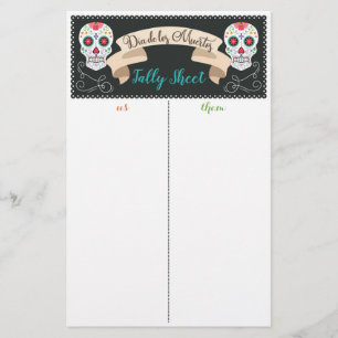 Hoja de Tally del juego Dia De Los Muerto Bunco