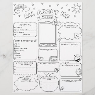Hoja de trabajo de actividad para niños sobre mí m